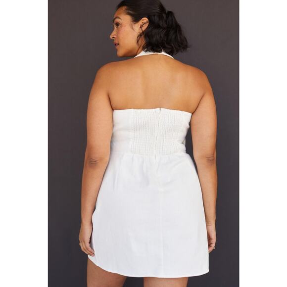 Anthropologie Mare Mare Dress Plus Ethereal White Halter Smocked Mini Size 1X - Picture 2 of 13